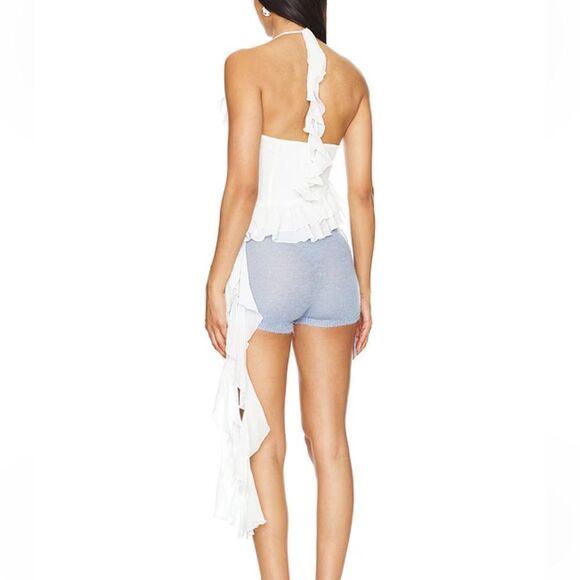 NWT More To Come Valerie Ruffle Top White chiffon jellyfish blouse Revolve XXS - Picture 3 of 14